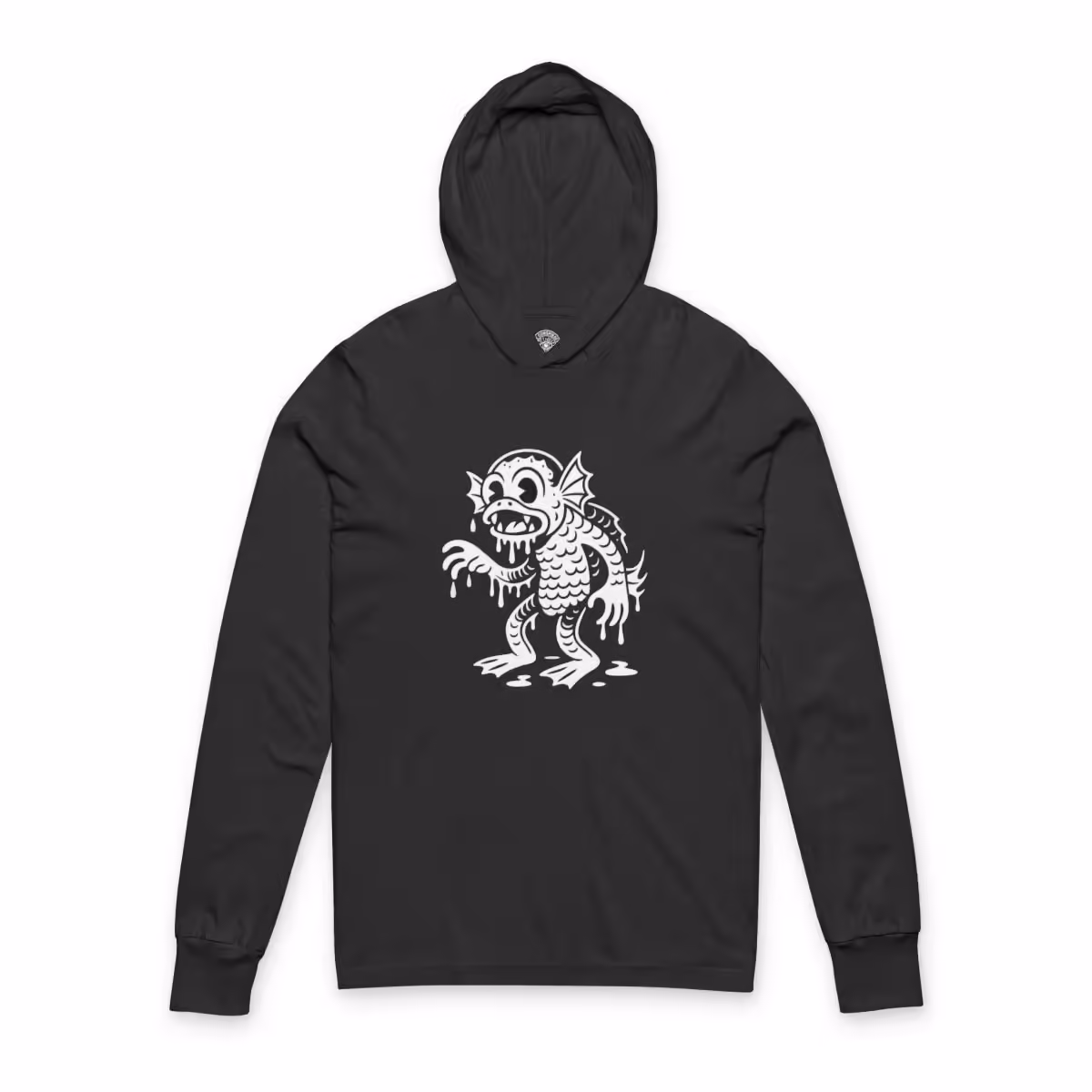 Rubber Hose Swamp Creature Vintage Cartoon Monster Hooded Long Sleeve Tee